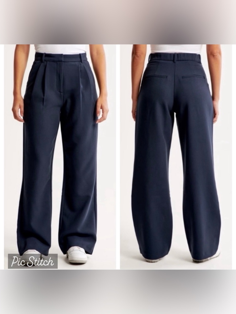 Abercrombie Navy Sloan Pleated Wide Leg Trousers Medium Office Work Career Chic